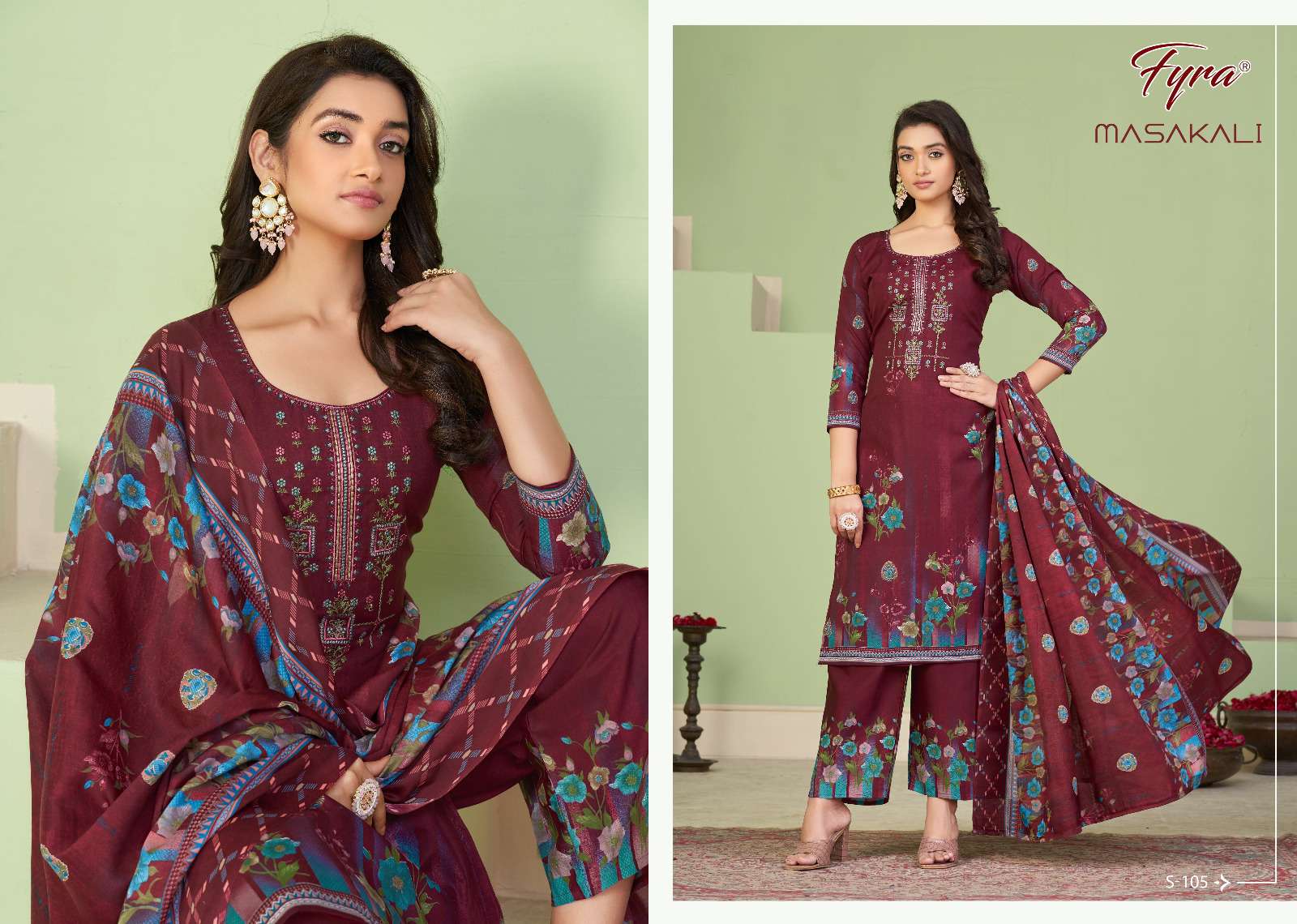 Masakali By Fyra 101 To 110 Series Beautiful Suits Colorful Stylish Fancy Casual Wear Pure Soft Cotton Print With Work Dresses At Wholesale Price