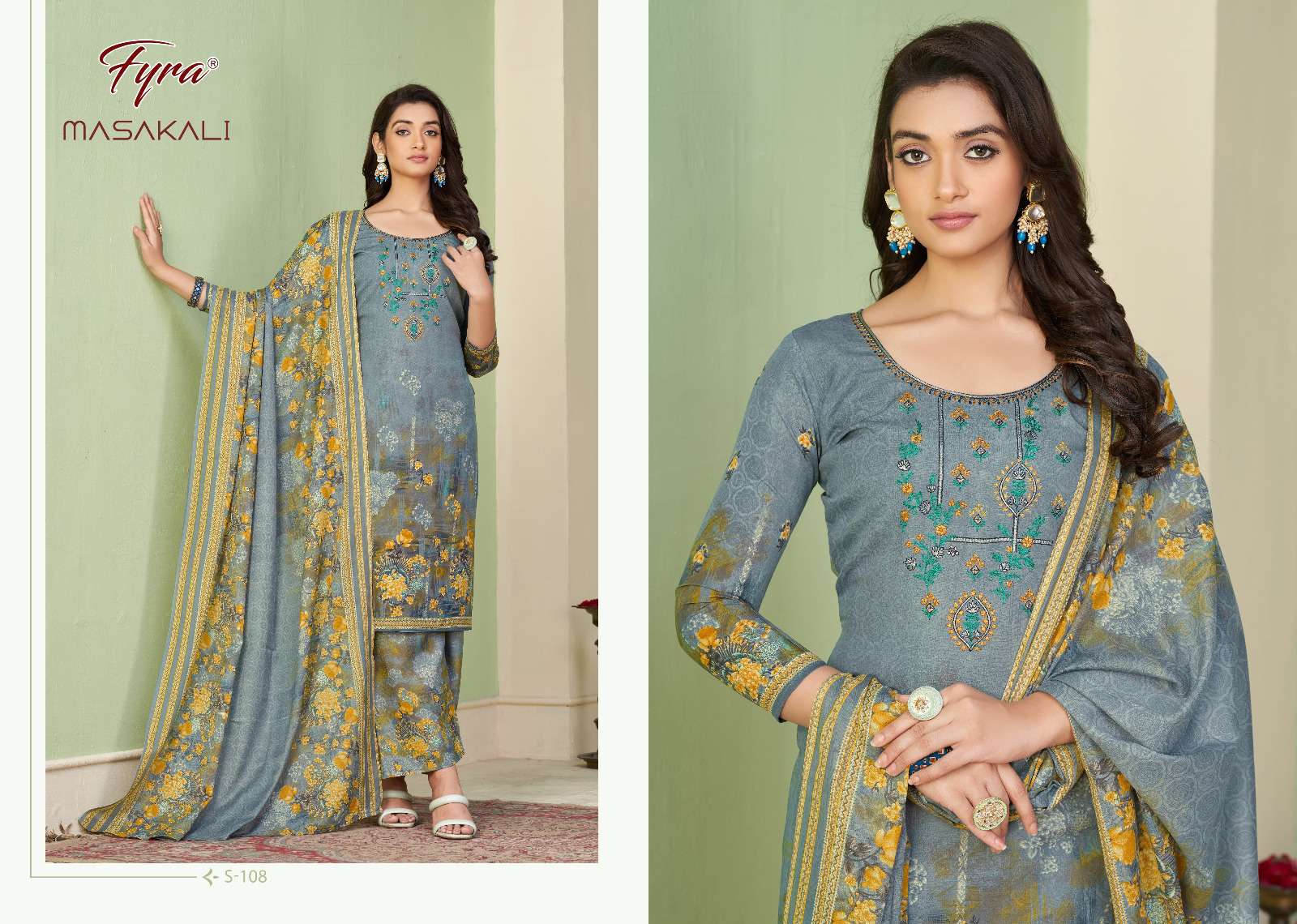 Masakali By Fyra 101 To 110 Series Beautiful Suits Colorful Stylish Fancy Casual Wear Pure Soft Cotton Print With Work Dresses At Wholesale Price