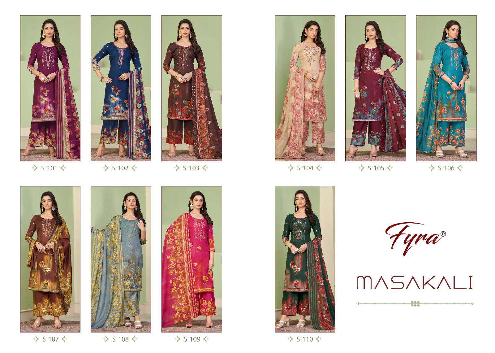Masakali By Fyra 101 To 110 Series Beautiful Suits Colorful Stylish Fancy Casual Wear Pure Soft Cotton Print With Work Dresses At Wholesale Price