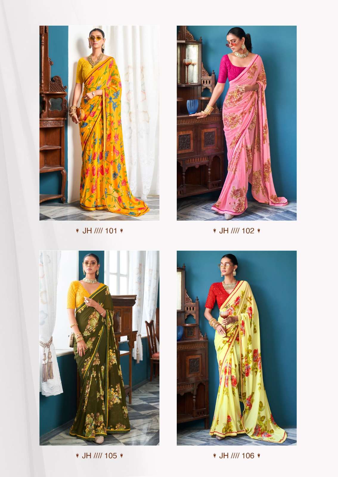 Jharokha By Stavan 101 To 108 Series Indian Traditional Wear Collection Beautiful Stylish Fancy Colorful Party Wear & Occasional Wear Weightless Sarees At Wholesale Price