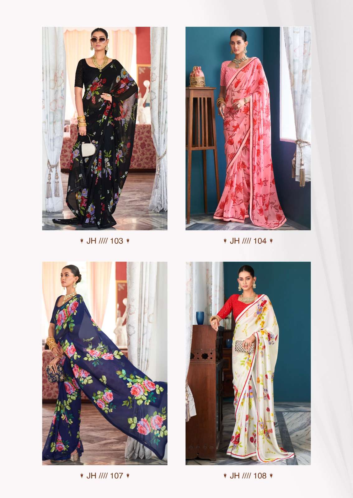 Jharokha By Stavan 101 To 108 Series Indian Traditional Wear Collection Beautiful Stylish Fancy Colorful Party Wear & Occasional Wear Weightless Sarees At Wholesale Price