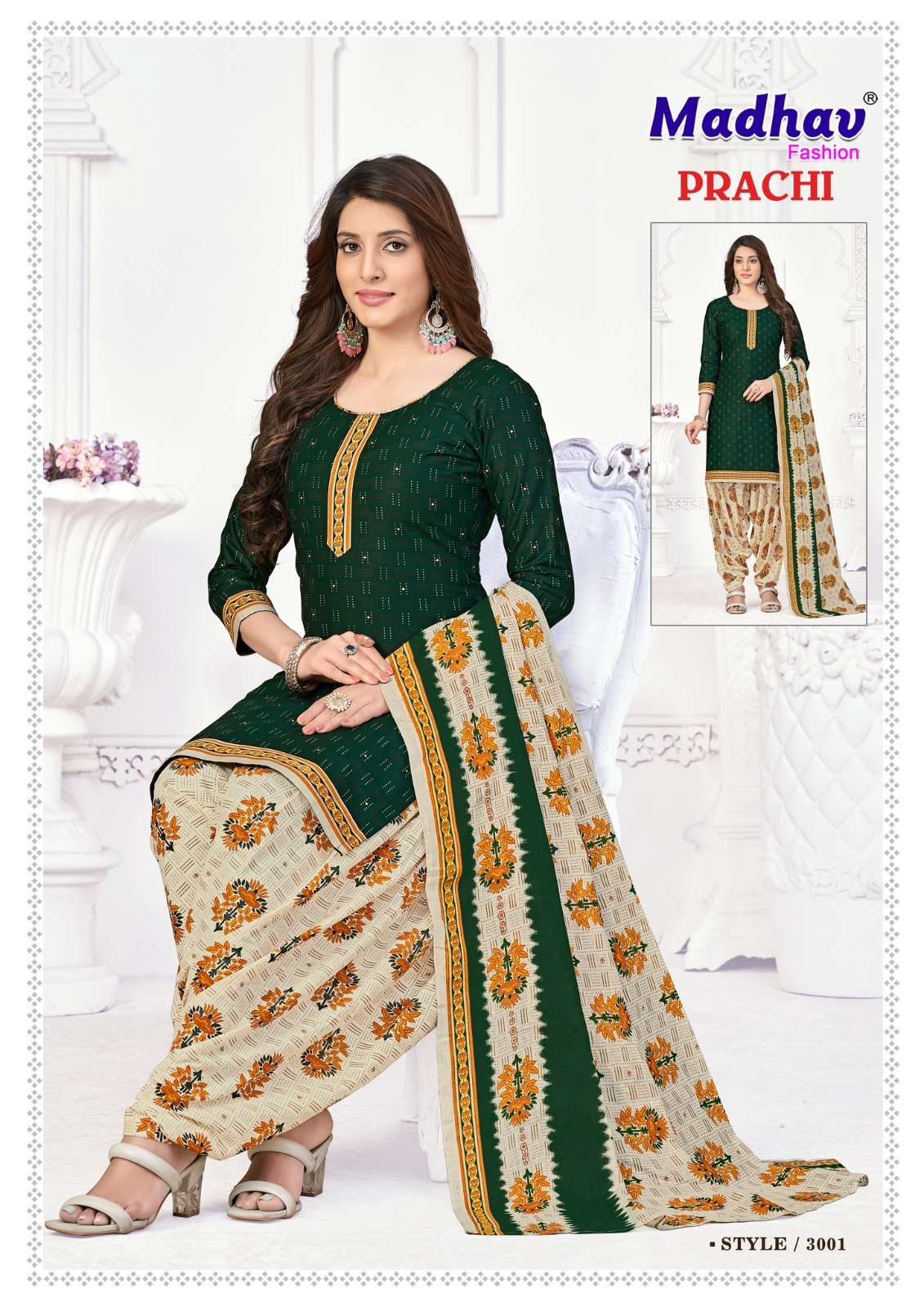 Prachi Vol-3 By Madhav Fashion 3001 To 3010 Series Designer Festive Suits Beautiful Fancy Stylish Colorful Party Wear & Occasional Wear Jam Cotton Printed Dresses At Wholesale Price