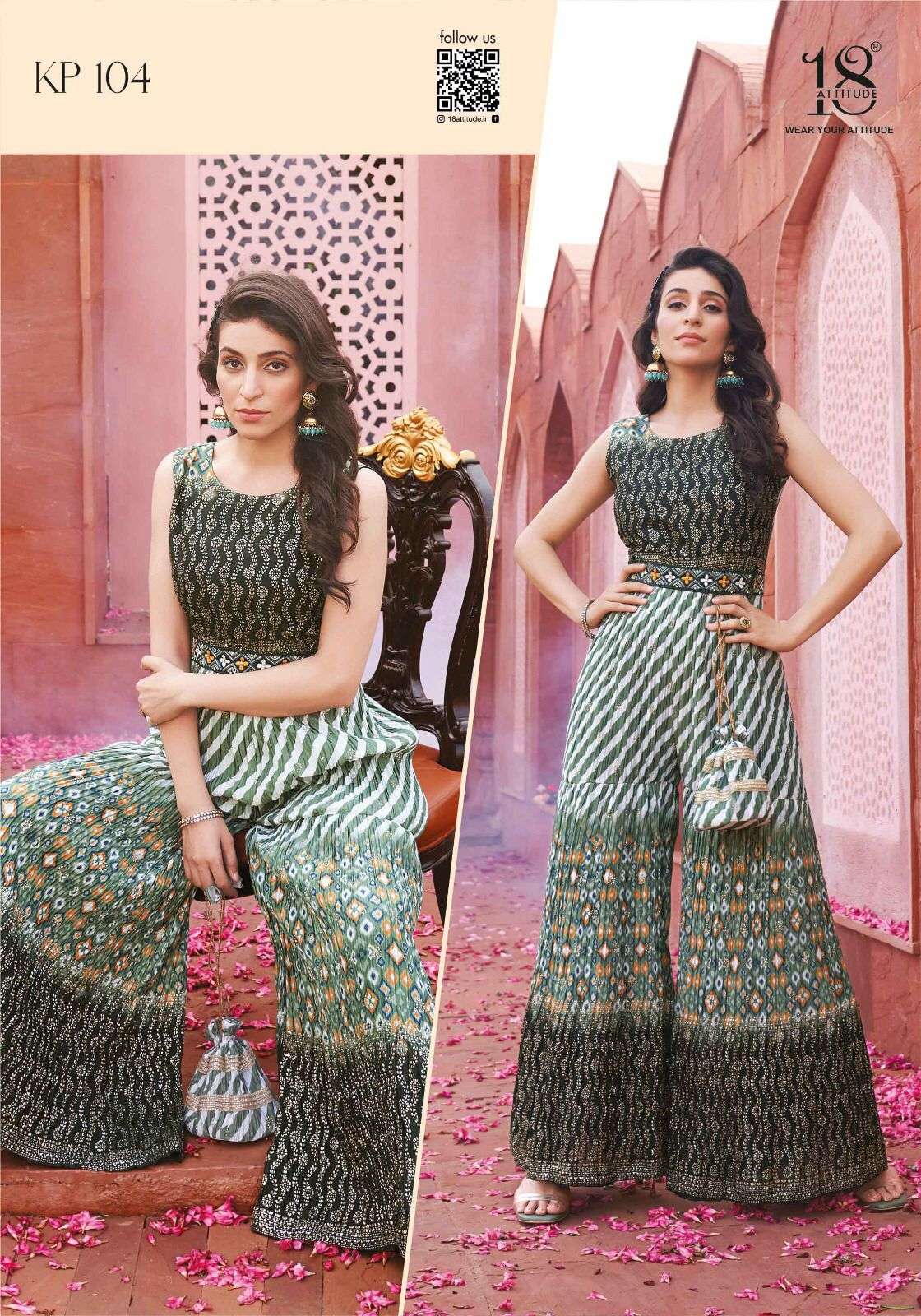 Kitty Party By 18 Attitude 101 To 105 Series Designer Stylish Fancy Colorful Beautiful Party Wear & Ethnic Wear Collection Chinnon Jumpsuit At Wholesale Price