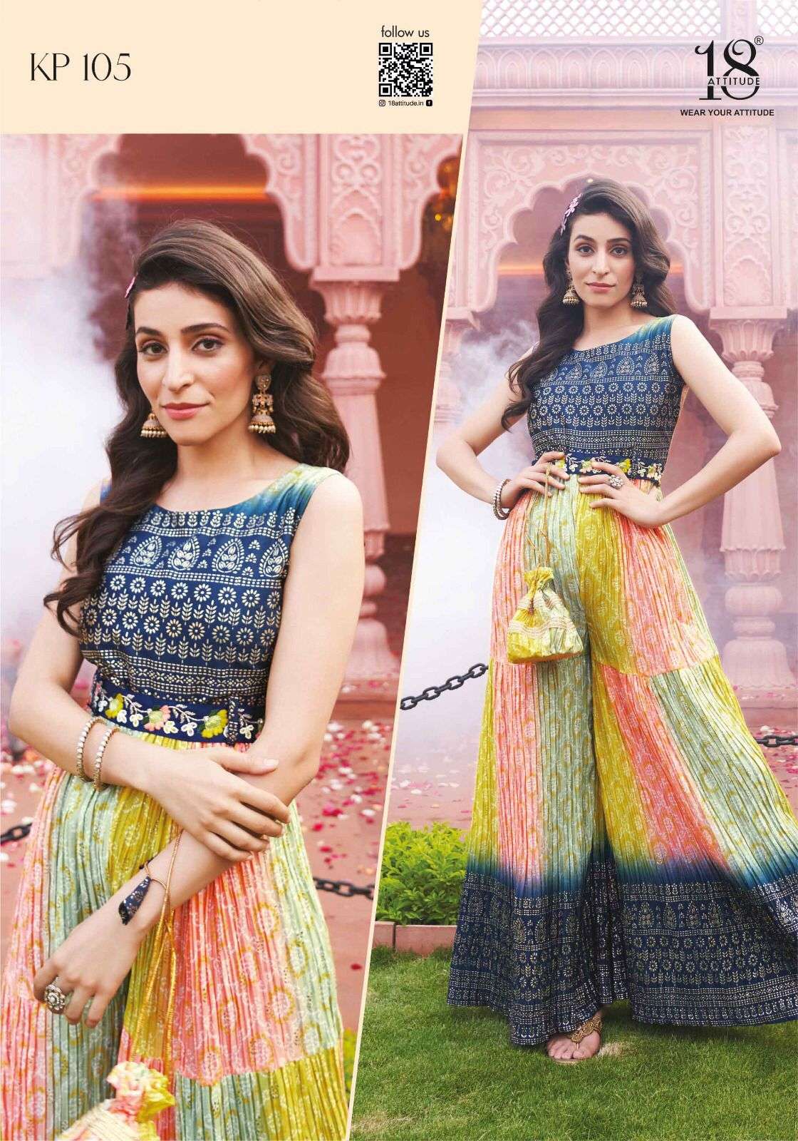 Kitty Party By 18 Attitude 101 To 105 Series Designer Stylish Fancy Colorful Beautiful Party Wear & Ethnic Wear Collection Chinnon Jumpsuit At Wholesale Price