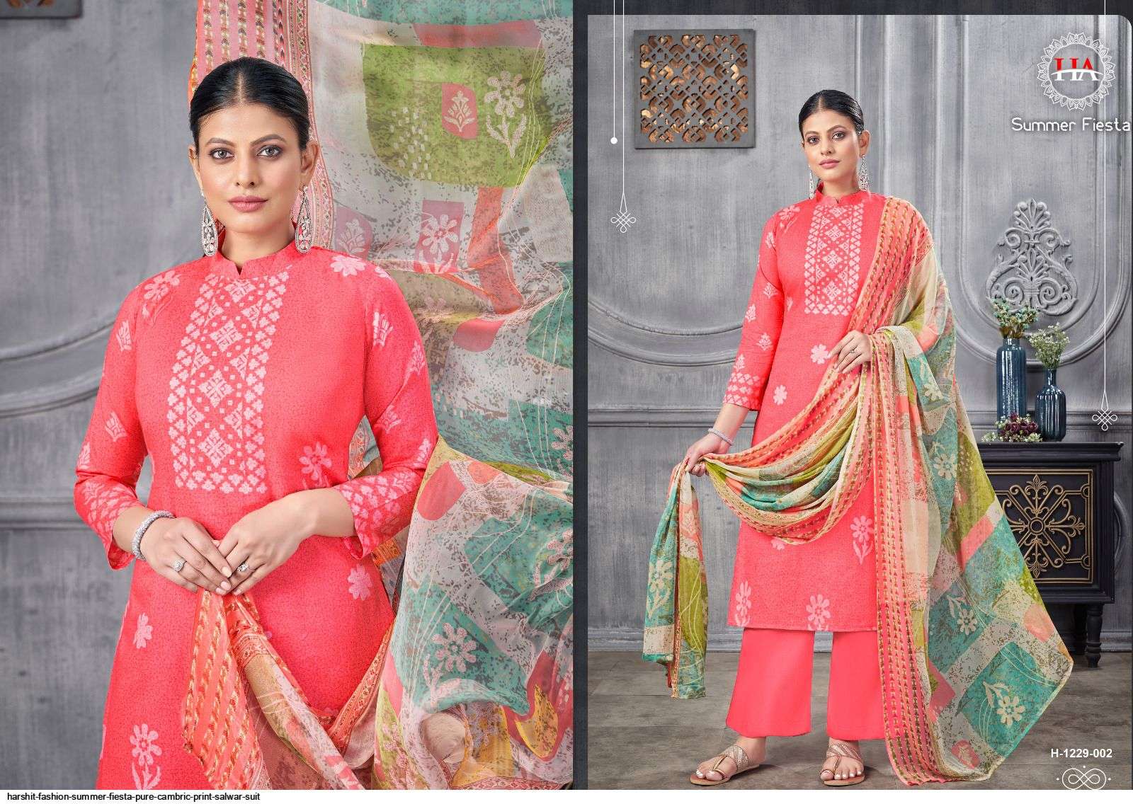 Summer Fiesta By Harshit Fashion Hub 1229-001 To 1229-008 Series Beautiful Stylish Festive Suits Fancy Colorful Casual Wear & Ethnic Wear & Ready To Wear Pure Cambric Print Dresses At Wholesale Price