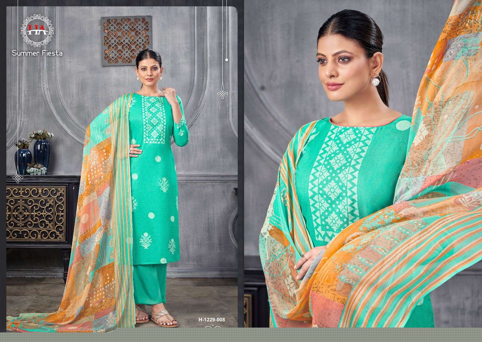 Summer Fiesta By Harshit Fashion Hub 1229-001 To 1229-008 Series Beautiful Stylish Festive Suits Fancy Colorful Casual Wear & Ethnic Wear & Ready To Wear Pure Cambric Print Dresses At Wholesale Price