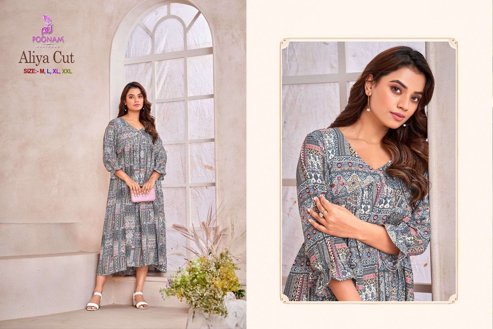 Aliya Cut By Poonam Designer 1001 To 1004 Series Designer Stylish Fancy Colorful Beautiful Party Wear & Ethnic Wear Collection Rayon Print Gown At Wholesale Price