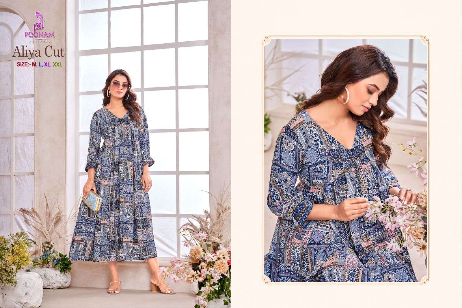 Aliya Cut By Poonam Designer 1001 To 1004 Series Designer Stylish Fancy Colorful Beautiful Party Wear & Ethnic Wear Collection Rayon Print Gown At Wholesale Price