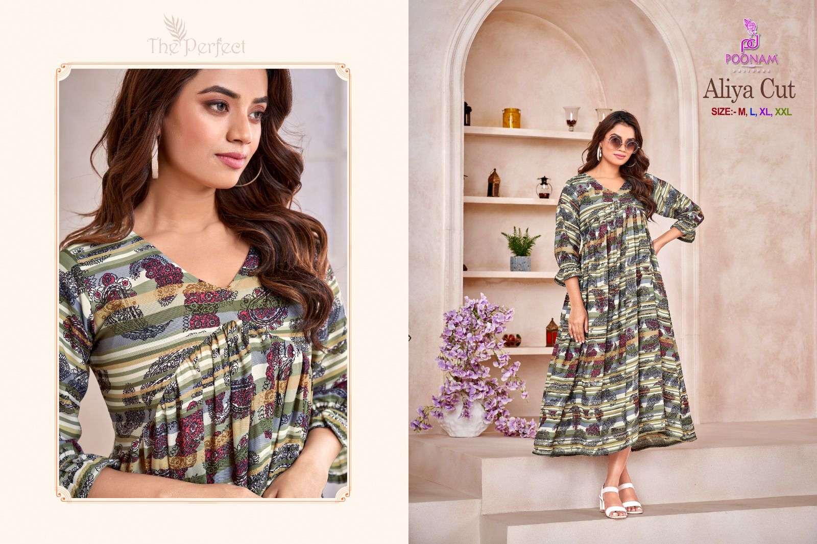 Aliya Cut By Poonam Designer 1001 To 1004 Series Designer Stylish Fancy Colorful Beautiful Party Wear & Ethnic Wear Collection Rayon Print Gown At Wholesale Price