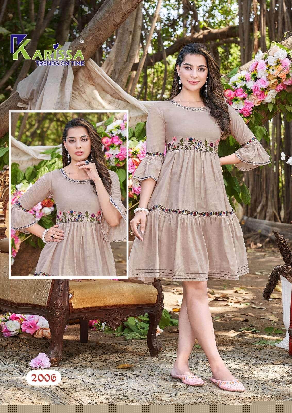 Piu By Karissa 2001 To 2006 Series Designer Stylish Fancy Colorful Beautiful Party Wear & Ethnic Wear Collection Mal Mal Embroidered Kurtis At Wholesale Price