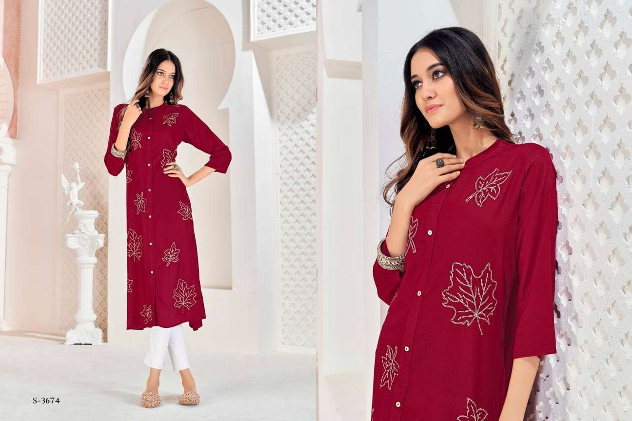 Anvika By Sbs 3671 To 3676 Series Designer Stylish Fancy Colorful Beautiful Party Wear & Ethnic Wear Collection Rayon Kurtis At Wholesale Price