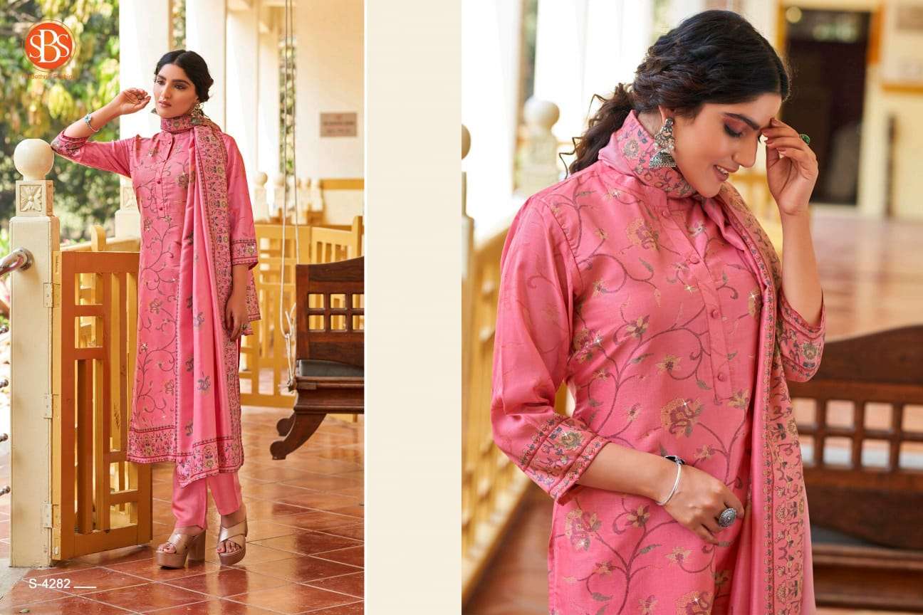 Sabrina By Sbs 4281 To 4286 Series Beautiful Suits Colorful Stylish Fancy Casual Wear & Ethnic Wear Tussar Silk Dresses At Wholesale Price