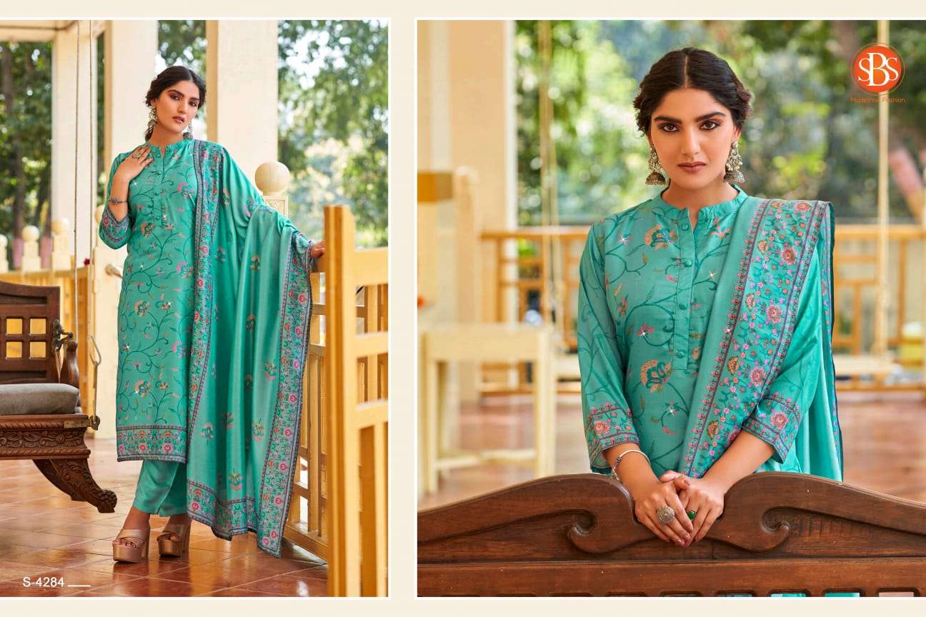 Sabrina By Sbs 4281 To 4286 Series Beautiful Suits Colorful Stylish Fancy Casual Wear & Ethnic Wear Tussar Silk Dresses At Wholesale Price