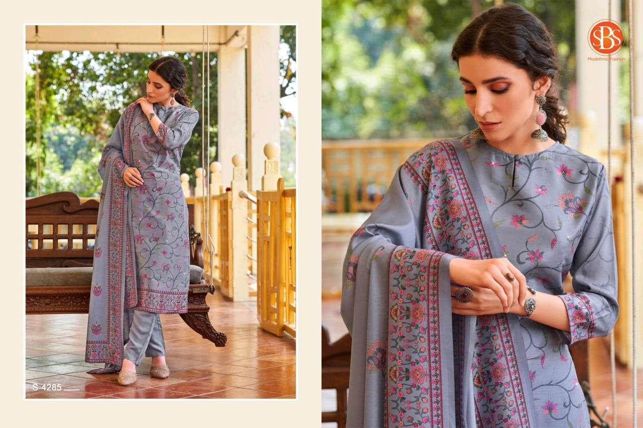 Sabrina By Sbs 4281 To 4286 Series Beautiful Suits Colorful Stylish Fancy Casual Wear & Ethnic Wear Tussar Silk Dresses At Wholesale Price