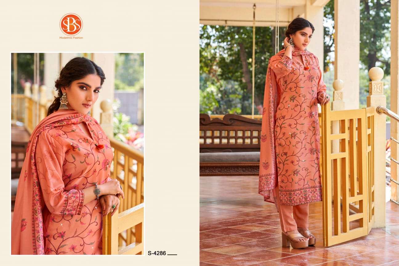 Sabrina By Sbs 4281 To 4286 Series Beautiful Suits Colorful Stylish Fancy Casual Wear & Ethnic Wear Tussar Silk Dresses At Wholesale Price