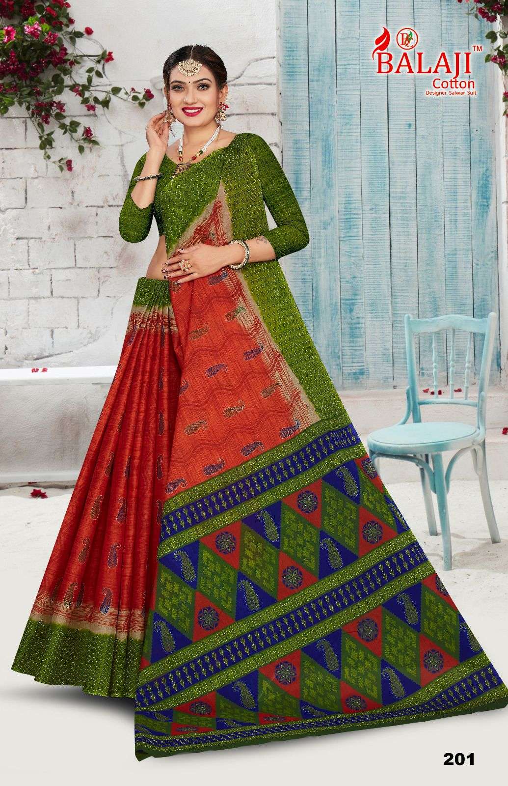 Prime Beauty Vol-2 By Balaji Cotton 201 To 210 Series Indian Traditional Wear Collection Beautiful Stylish Fancy Colorful Party Wear & Occasional Wear Cotton Print Sarees At Wholesale Price