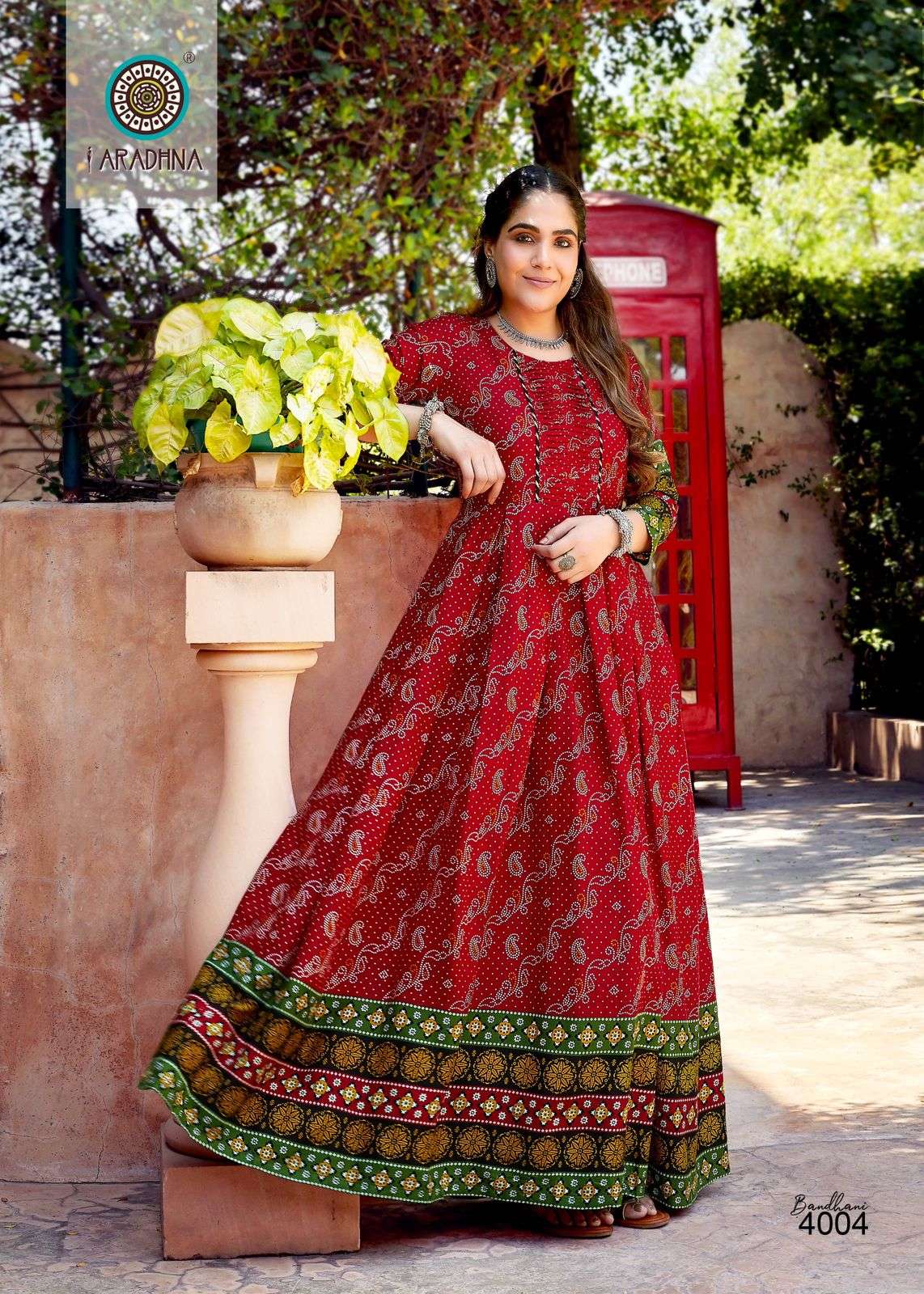 Bandhani Vol-4 By Aradhna Fashion 4001 To 4012 Series Beautiful Stylish Fancy Colorful Casual Wear & Ethnic Wear Rayon Print Gowns At Wholesale Price