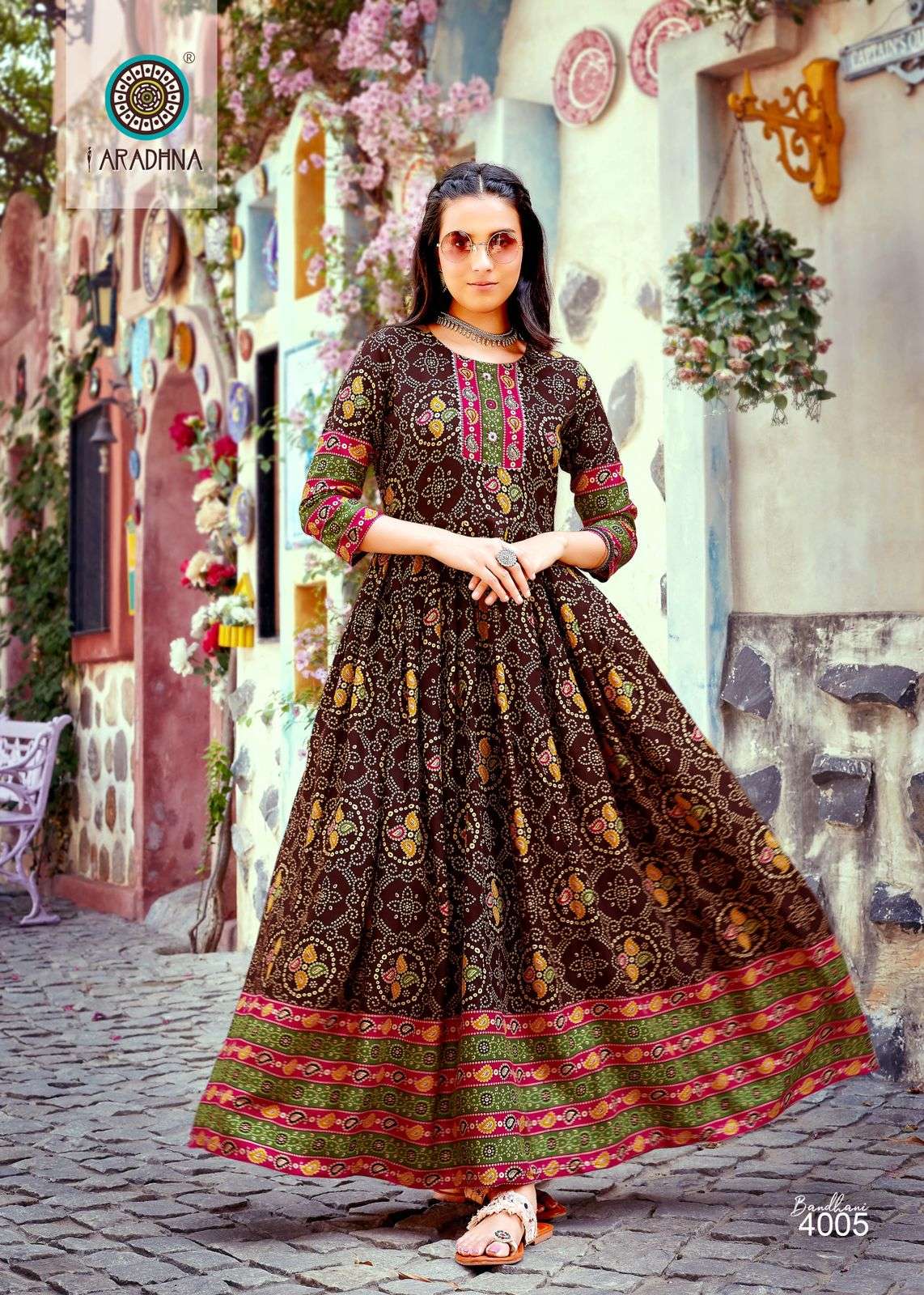 Bandhani Vol-4 By Aradhna Fashion 4001 To 4012 Series Beautiful Stylish Fancy Colorful Casual Wear & Ethnic Wear Rayon Print Gowns At Wholesale Price