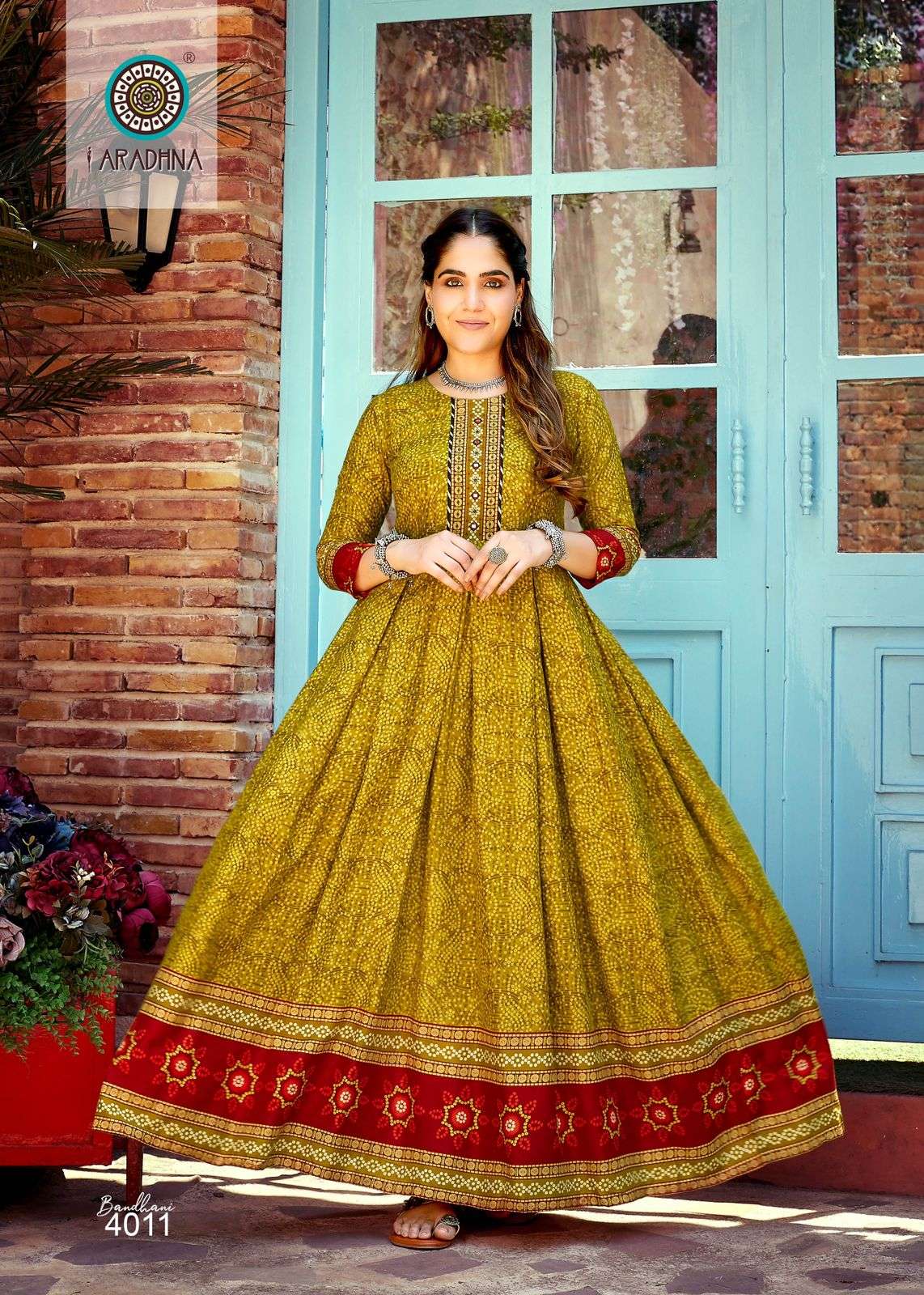 Bandhani Vol-4 By Aradhna Fashion 4001 To 4012 Series Beautiful Stylish Fancy Colorful Casual Wear & Ethnic Wear Rayon Print Gowns At Wholesale Price
