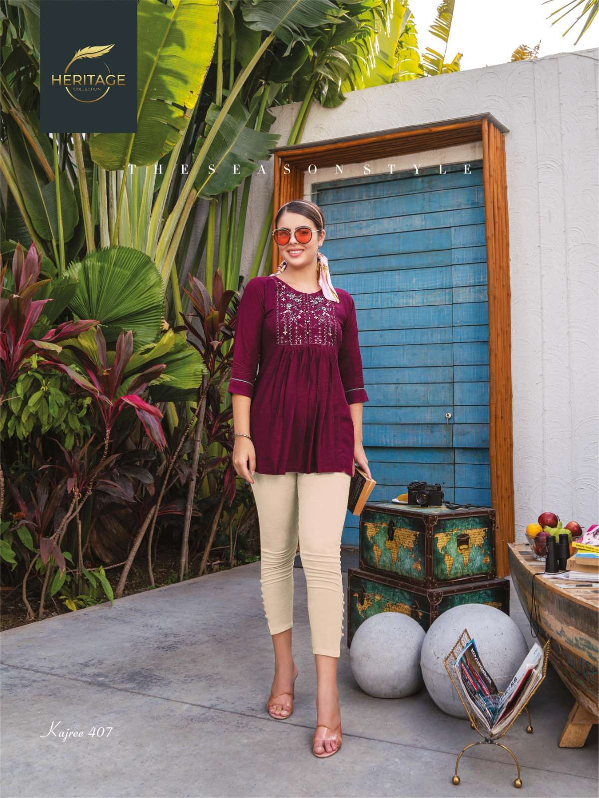 Kajree Vol-4 By Heritage 401 To 407 Series Beautiful Stylish Fancy Colorful Casual Wear & Ethnic Wear Rayon Slub Tops At Wholesale Price