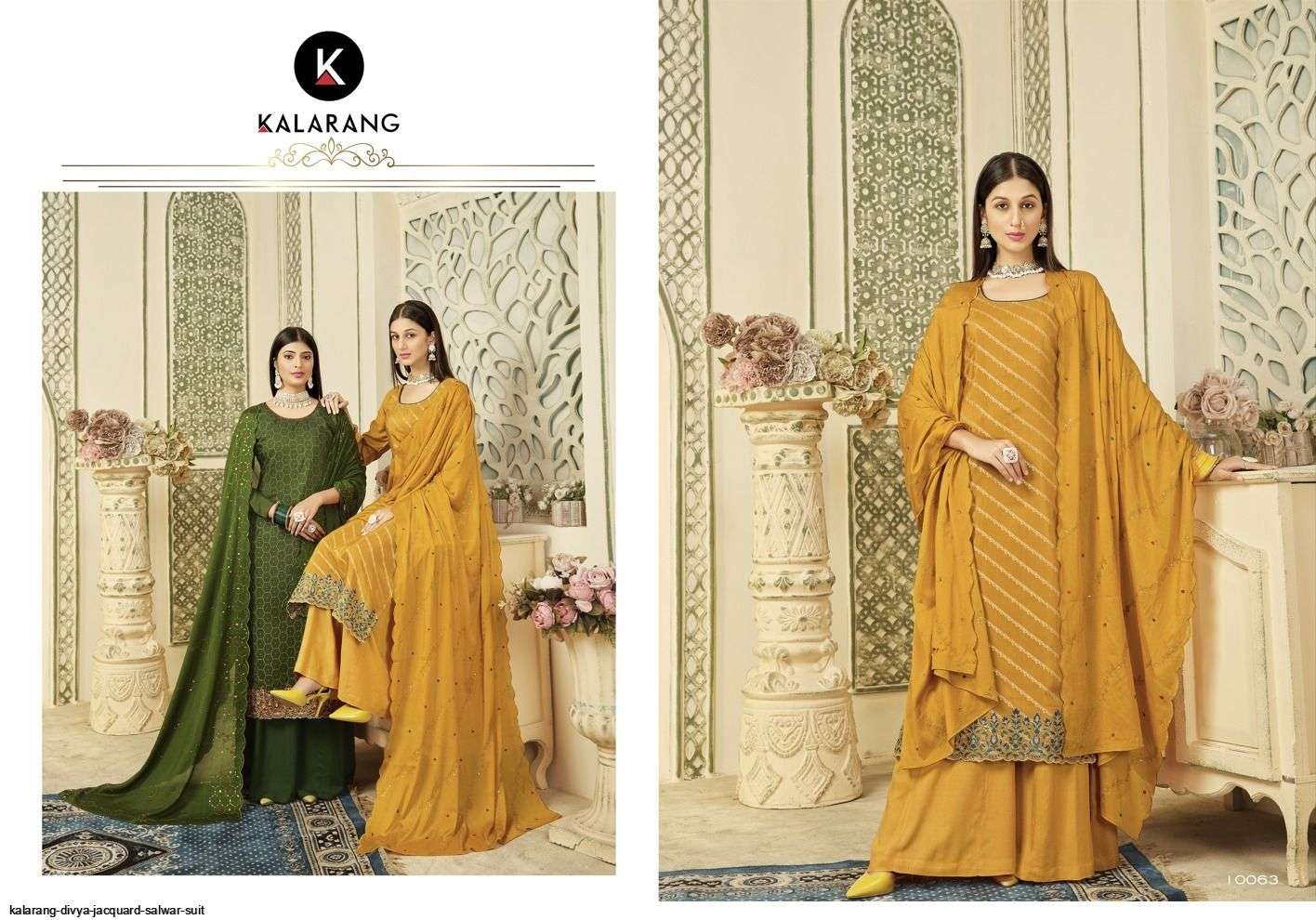 Divya By Kalarang 10061 To 10066 Series Beautiful Indian Suits Colorful Stylish Fancy Casual Wear & Ethnic Wear Pure Dola Jacquard Embroidered Dresses At Wholesale Price