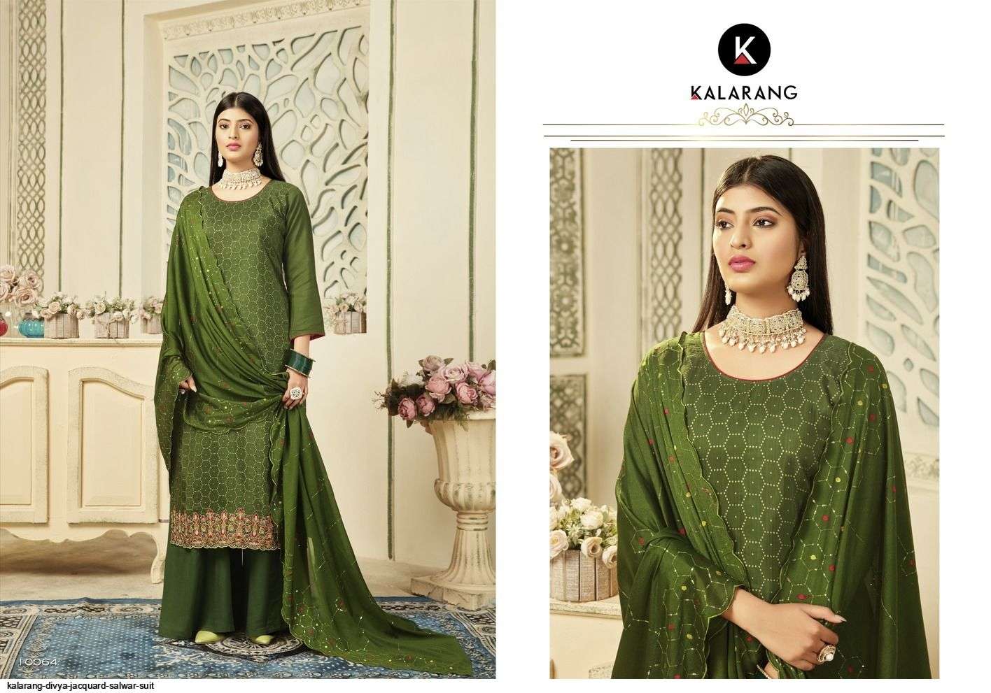 Divya By Kalarang 10061 To 10066 Series Beautiful Indian Suits Colorful Stylish Fancy Casual Wear & Ethnic Wear Pure Dola Jacquard Embroidered Dresses At Wholesale Price