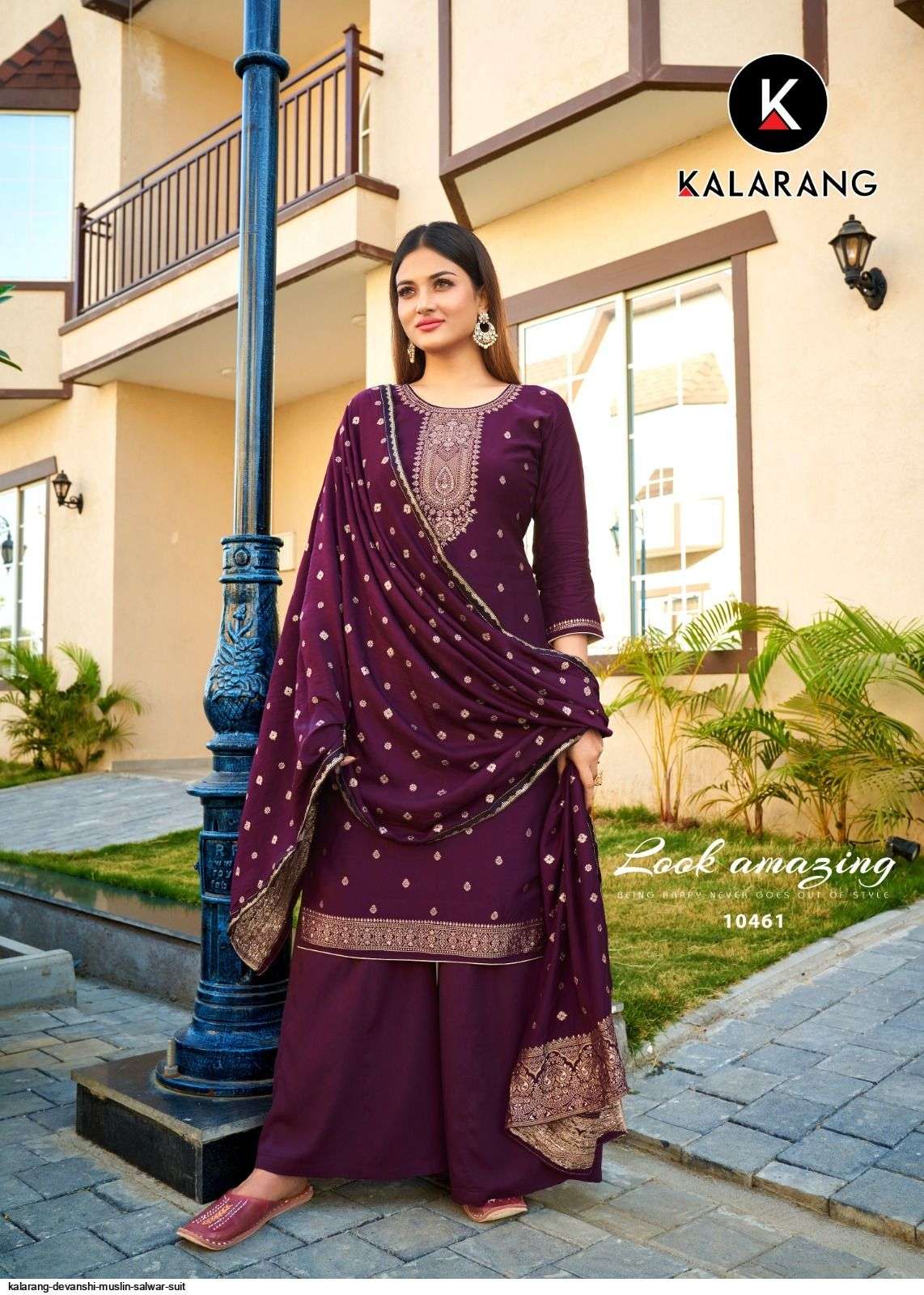 Devanshi By Kalarang 10461 To 10466 Series Beautiful Festive Suits Colorful Stylish Fancy Casual Wear & Ethnic Wear Pure Muslin Dola Jacquard Embroidered Dresses At Wholesale Price