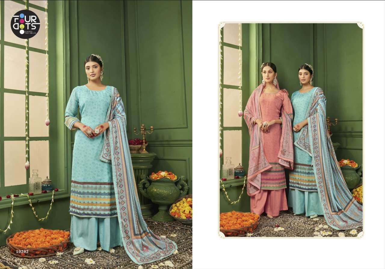 Shrushti By Four Dots 10201 To 10204 Series Beautiful Suits Colorful Stylish Fancy Casual Wear & Ethnic Wear Pure Organza Dresses At Wholesale Price