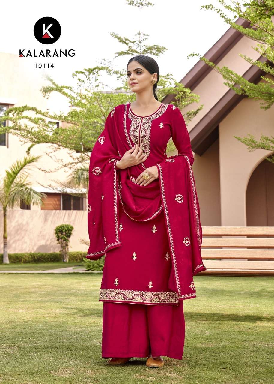Jiya By Kalarang 10111 To 10114 Series Beautiful Stylish Suits Fancy Colorful Casual Wear & Ethnic Wear & Ready To Wear Vichitra Silk Dresses At Wholesale Price