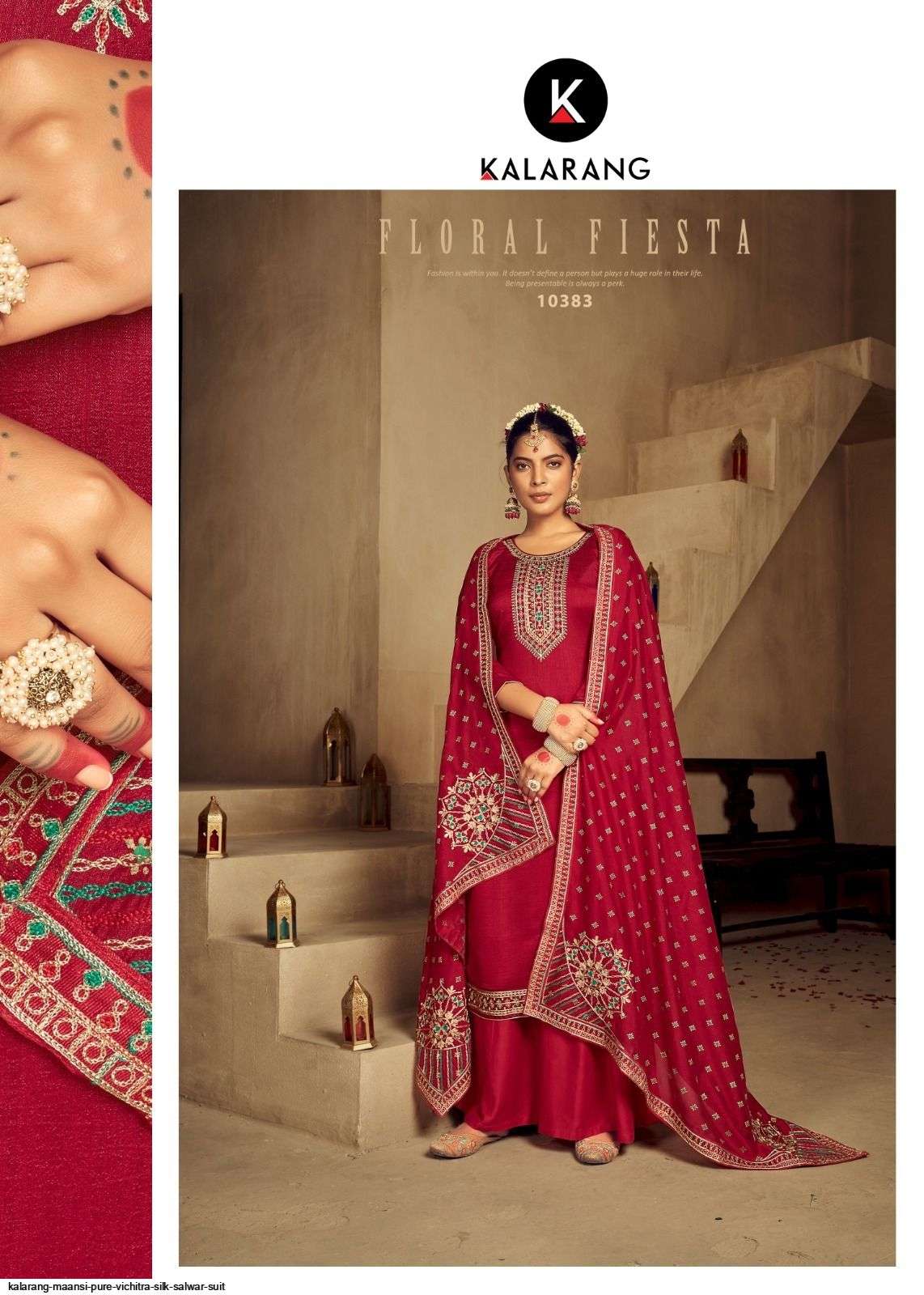 Maansi By Kalarang 10381 To 10386 Series Beautiful Stylish Suits Fancy Colorful Casual Wear & Ethnic Wear & Ready To Wear Pure Vichitra Silk Dresses At Wholesale Price