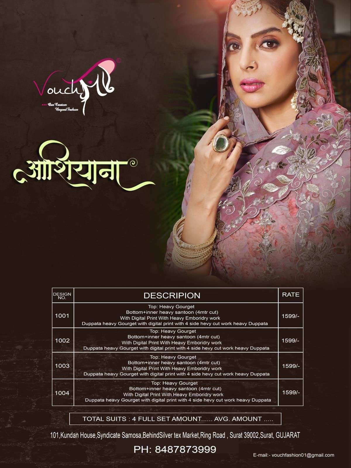 Aashiyana By Vouche 89058 To 89061 Series Beautiful Sharara Suits Colorful Stylish Fancy Casual Wear & Ethnic Wear Heavy Georgette Dresses At Wholesale Price