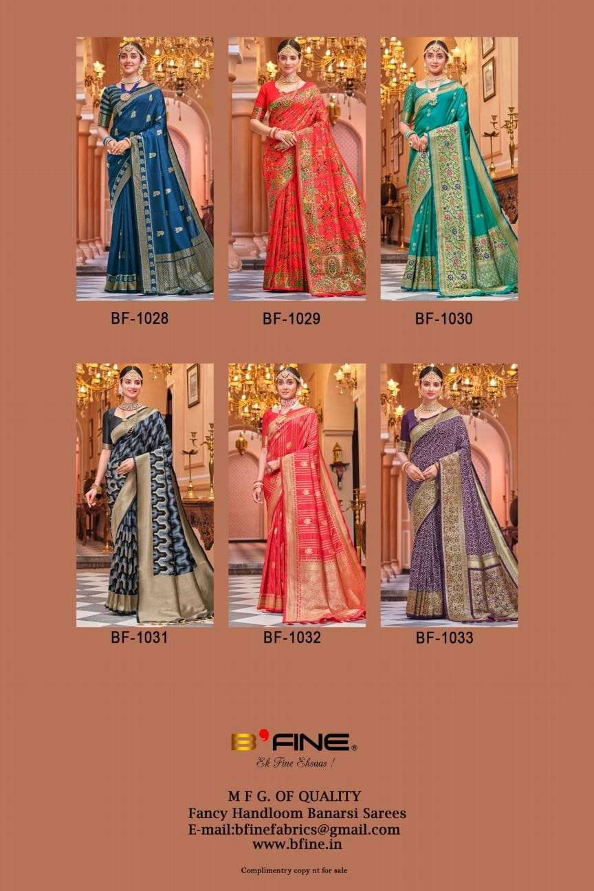 Roshni By Bfine 1028 To 1033 Series Indian Traditional Wear Collection Beautiful Stylish Fancy Colorful Party Wear & Occasional Wear Banarasi Silk Sarees At Wholesale Price