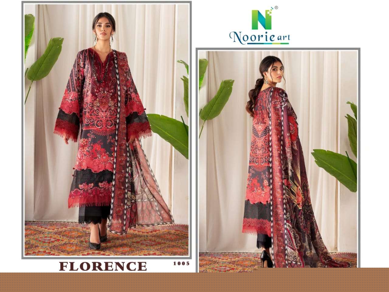 Florence By Noorie Arts 1001 To 1008 Series Designer Pakistani Suits Collection Beautiful Stylish Fancy Colorful Party Wear & Occasional Wear Pure Cambric Cotton Embroidered Dresses At Wholesale Price