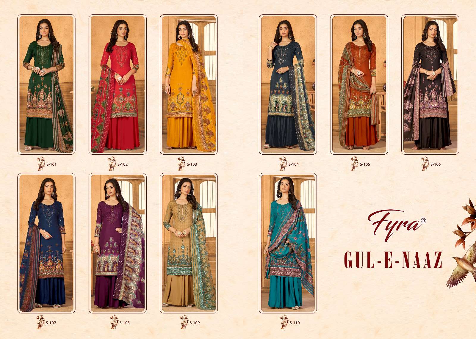 Gul-E-Naaz By Fyra 101 To 110 Series Beautiful Suits Colorful Stylish Fancy Casual Wear & Ethnic Wear Pure Cotton Print Dresses At Wholesale Price