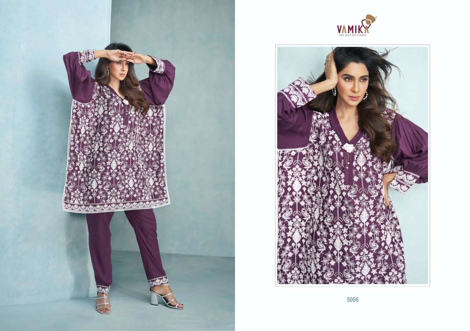 Veera By Vamika 5001 To 5006 Series Designer Stylish Fancy Colorful Beautiful Party Wear & Ethnic Wear Collection Heavy Viscose Rayon Tops With Bottom At Wholesale Price