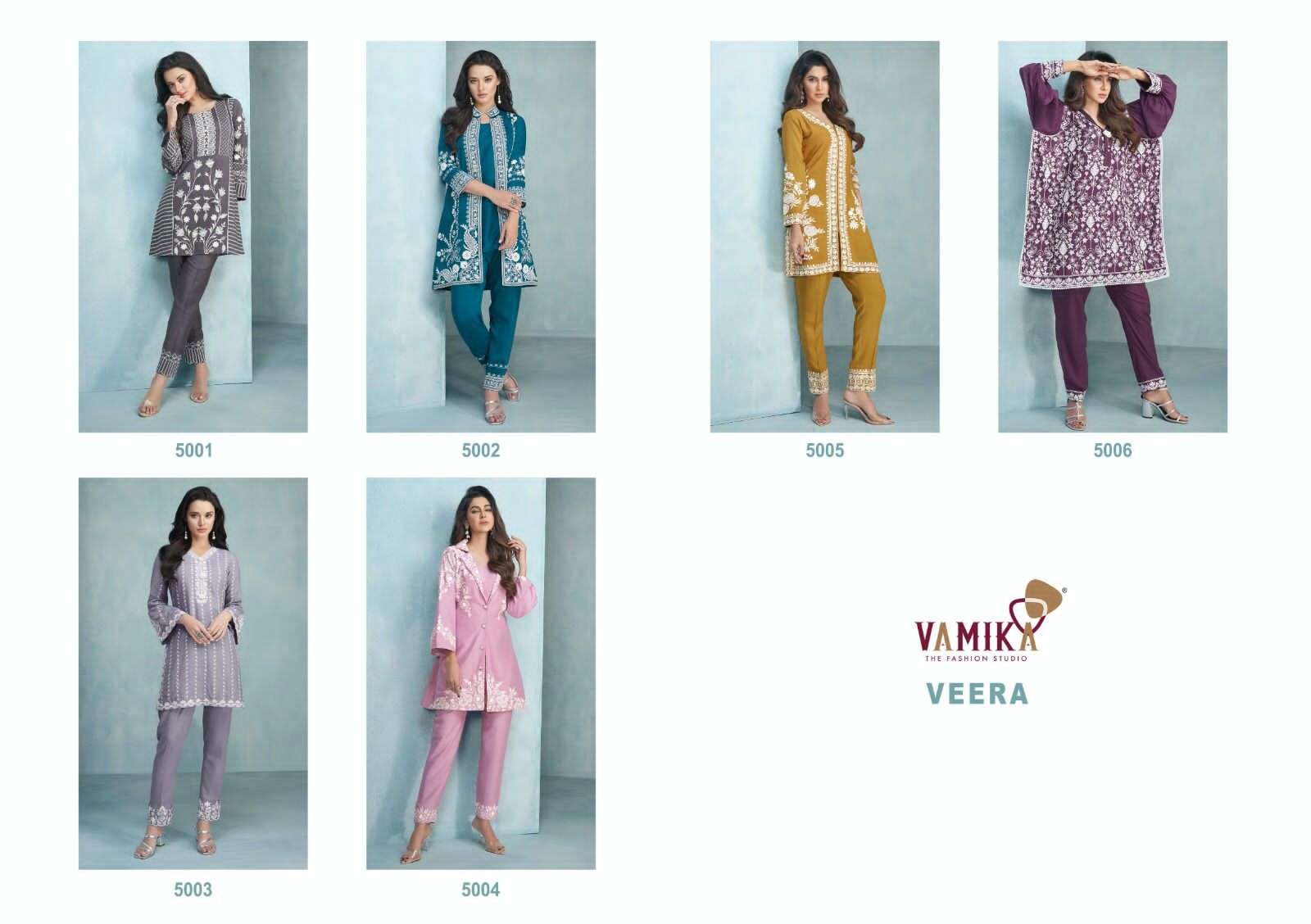 Veera By Vamika 5001 To 5006 Series Designer Stylish Fancy Colorful Beautiful Party Wear & Ethnic Wear Collection Heavy Viscose Rayon Tops With Bottom At Wholesale Price