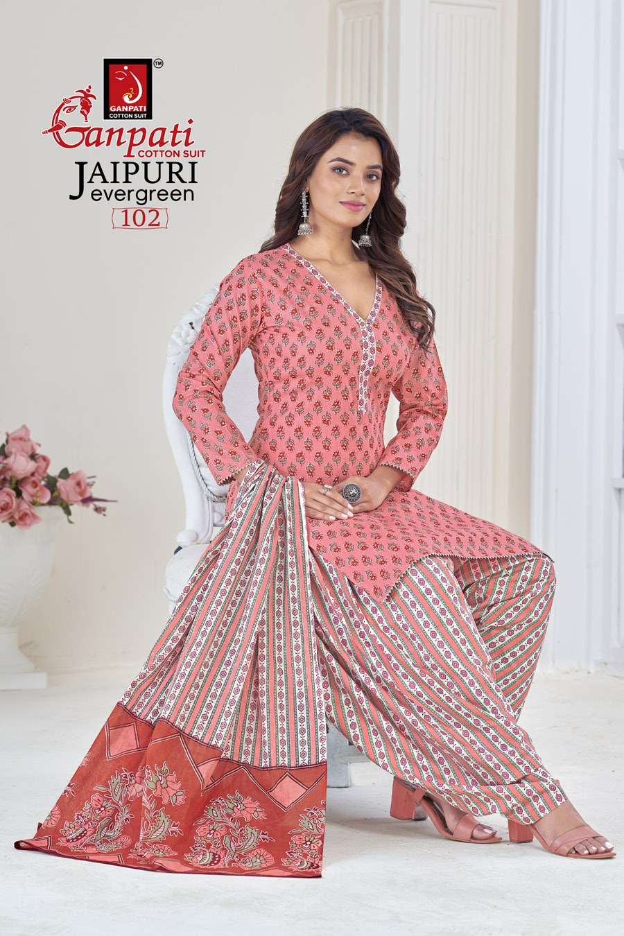 Jaipuri Evergreen Vol-1 By Ganpati Cotton Suit 101 To 120 Series Designer Festive Suits Beautiful Stylish Fancy Colorful Party Wear & Occasional Wear Pure Cotton Print Dresses At Wholesale Price