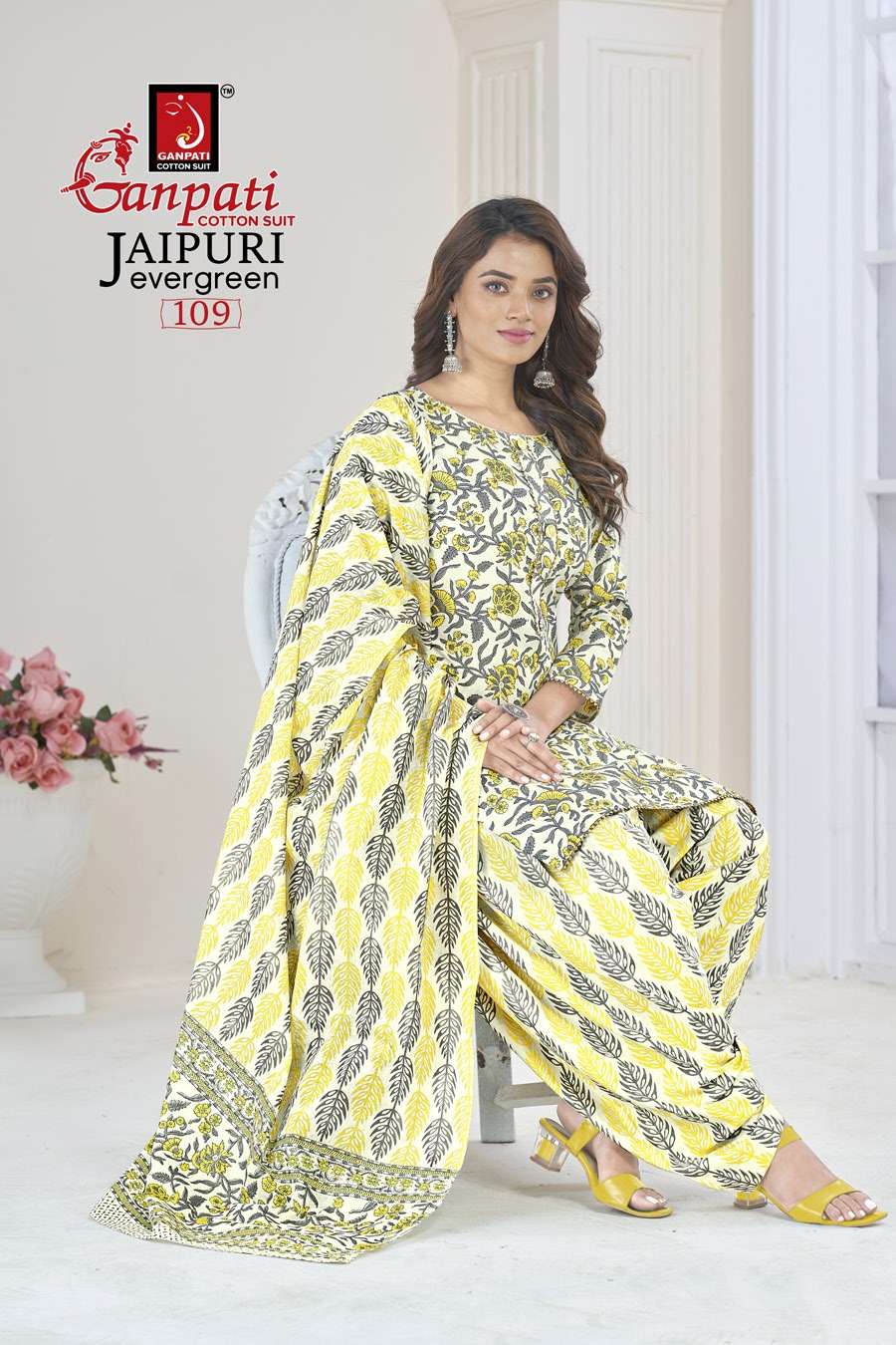 Jaipuri Evergreen Vol-1 By Ganpati Cotton Suit 101 To 120 Series Designer Festive Suits Beautiful Stylish Fancy Colorful Party Wear & Occasional Wear Pure Cotton Print Dresses At Wholesale Price