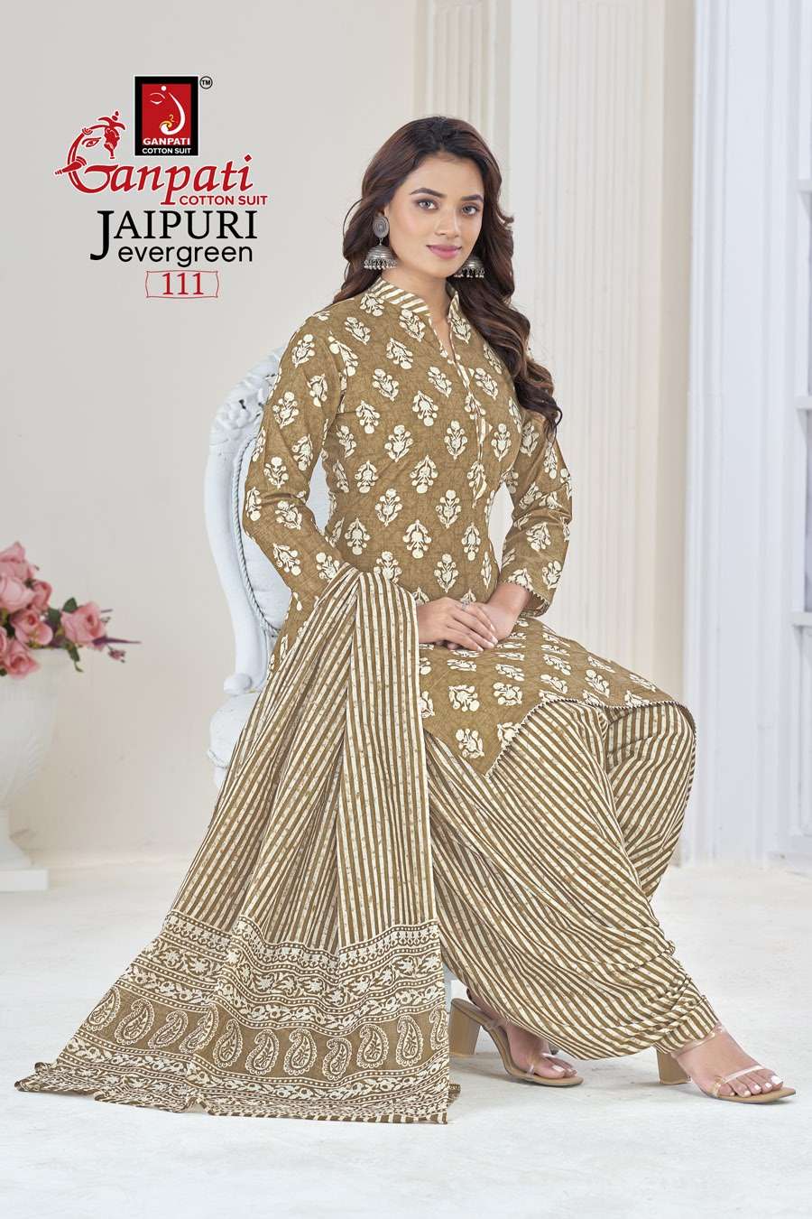 Jaipuri Evergreen Vol-1 By Ganpati Cotton Suit 101 To 120 Series Designer Festive Suits Beautiful Stylish Fancy Colorful Party Wear & Occasional Wear Pure Cotton Print Dresses At Wholesale Price