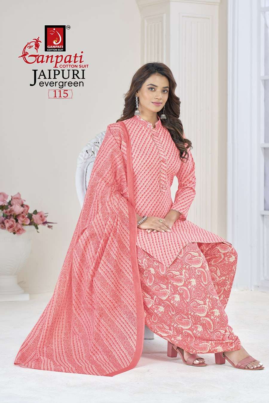 Jaipuri Evergreen Vol-1 By Ganpati Cotton Suit 101 To 120 Series Designer Festive Suits Beautiful Stylish Fancy Colorful Party Wear & Occasional Wear Pure Cotton Print Dresses At Wholesale Price