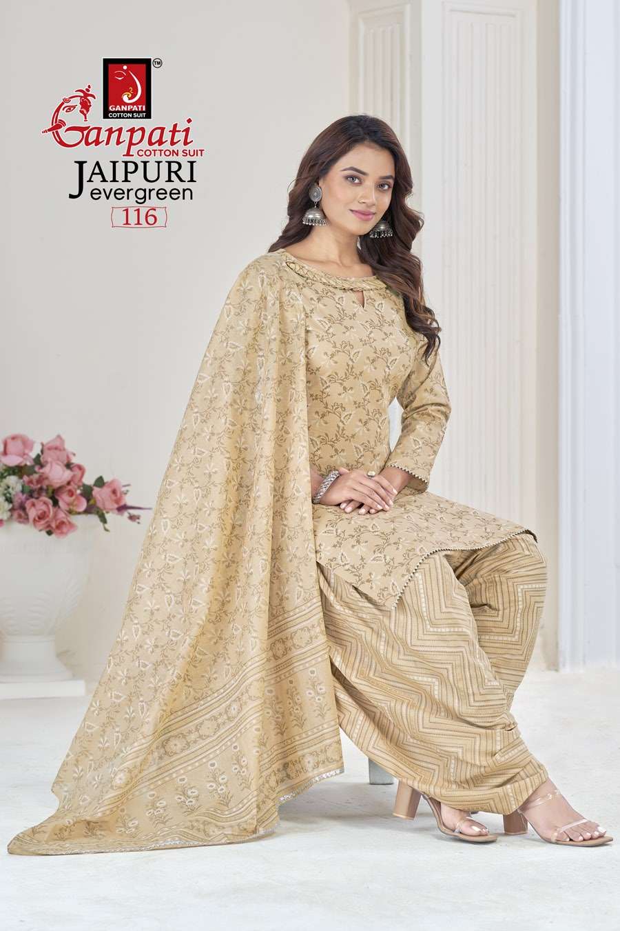 Jaipuri Evergreen Vol-1 By Ganpati Cotton Suit 101 To 120 Series Designer Festive Suits Beautiful Stylish Fancy Colorful Party Wear & Occasional Wear Pure Cotton Print Dresses At Wholesale Price