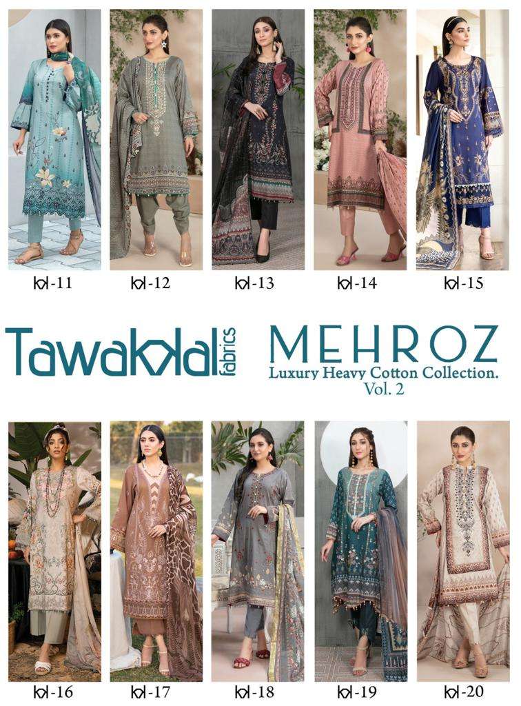 Mehroz Vol-2 By Tawakkal Fab 11 To 20 Series Designer Festive Suits Beautiful Stylish Fancy Colorful Party Wear & Occasional Wear Pure Cotton Print Dresses At Wholesale Price