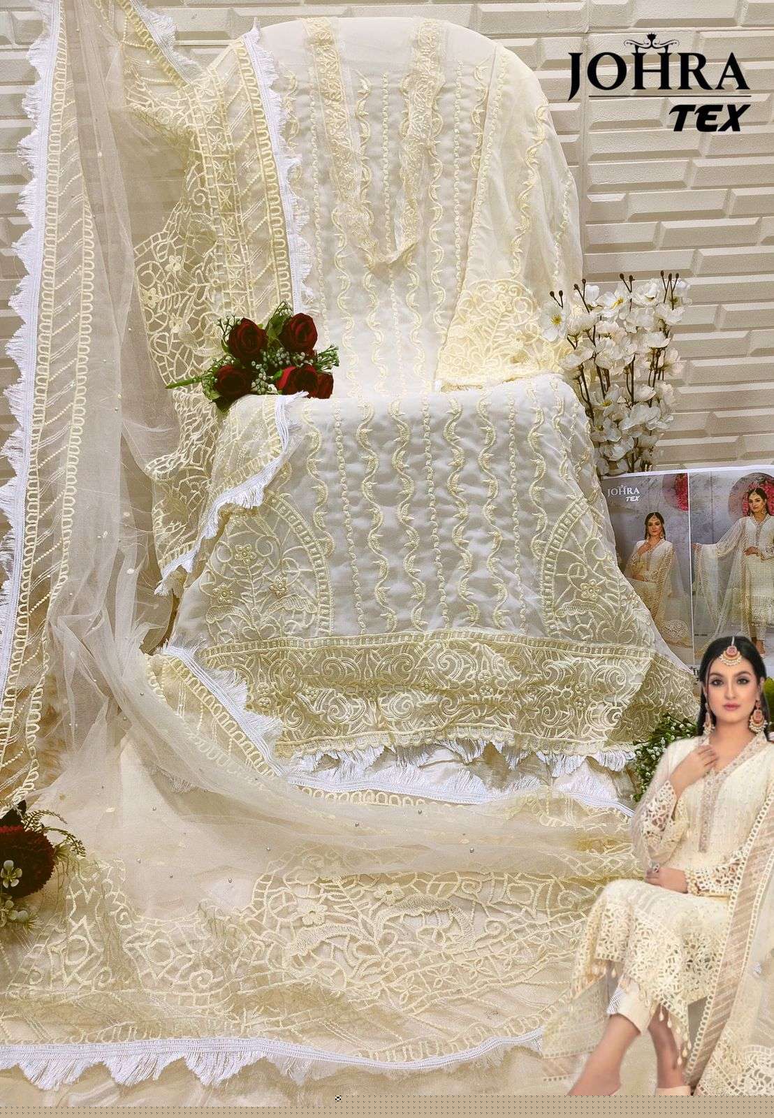 Johra Hit Design 114 By Johra Tex Designer Suits Beautiful Fancy Colorful Stylish Party Wear & Occasional Wear Faux Georgette Embroidered Dresses At Wholesale Price