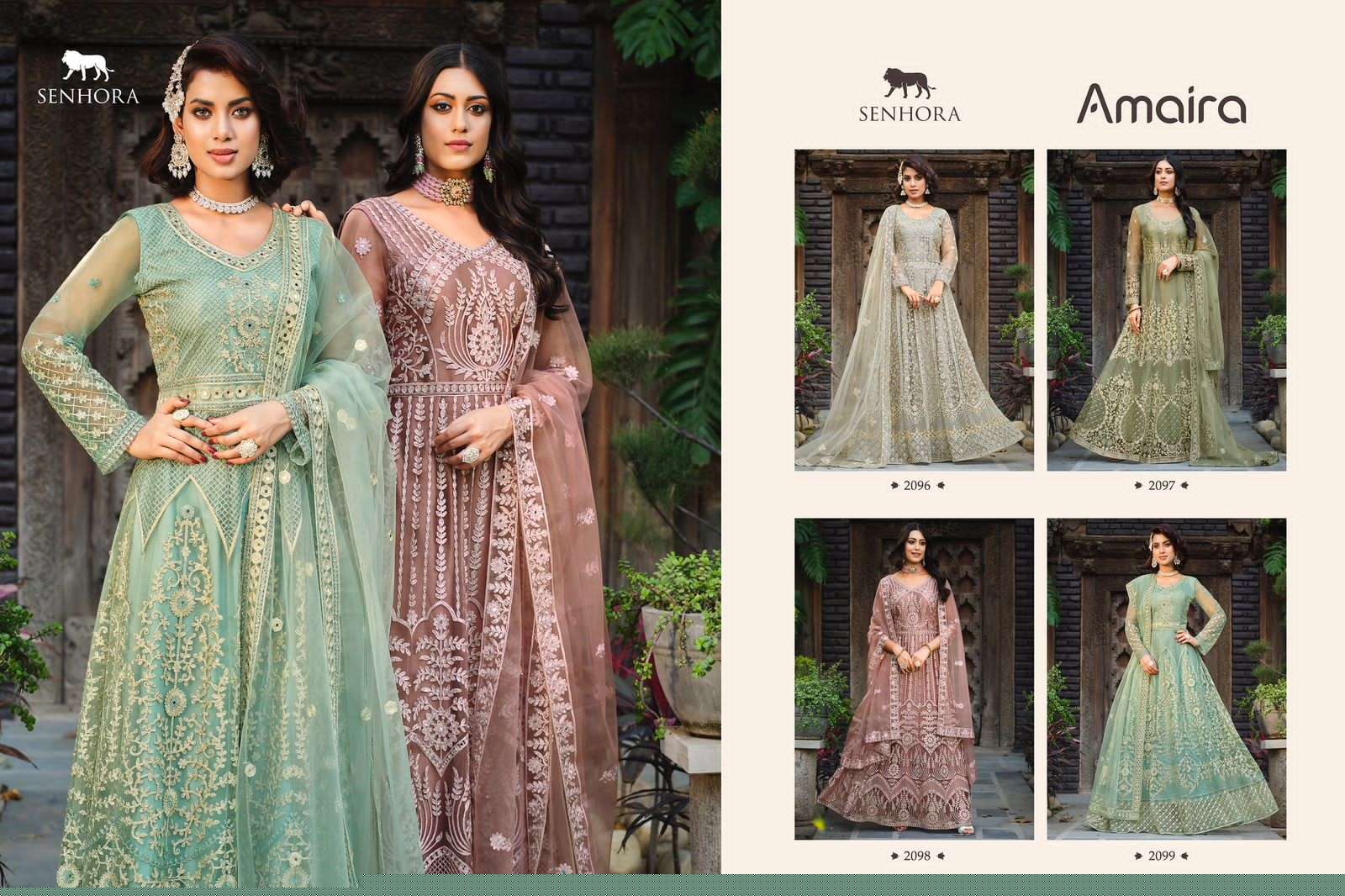 Amaira By Senhora Dresses 2096 To 2099 Series Beautiful Anarkali Suits Colorful Stylish Fancy Casual Wear & Ethnic Wear Pure Net Dresses At Wholesale Price