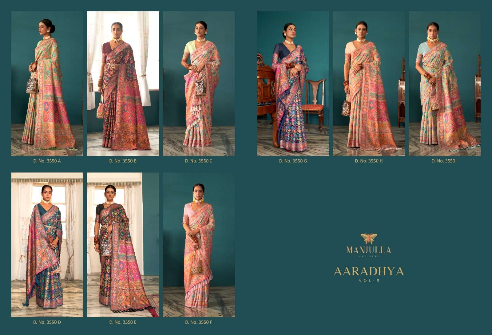 Aaradhya Vol-5 By Manjula 3550-A To 3550-I Series Indian Traditional Wear Collection Beautiful Stylish Fancy Colorful Party Wear & Occasional Wear Pashmina Print Sarees At Wholesale Price