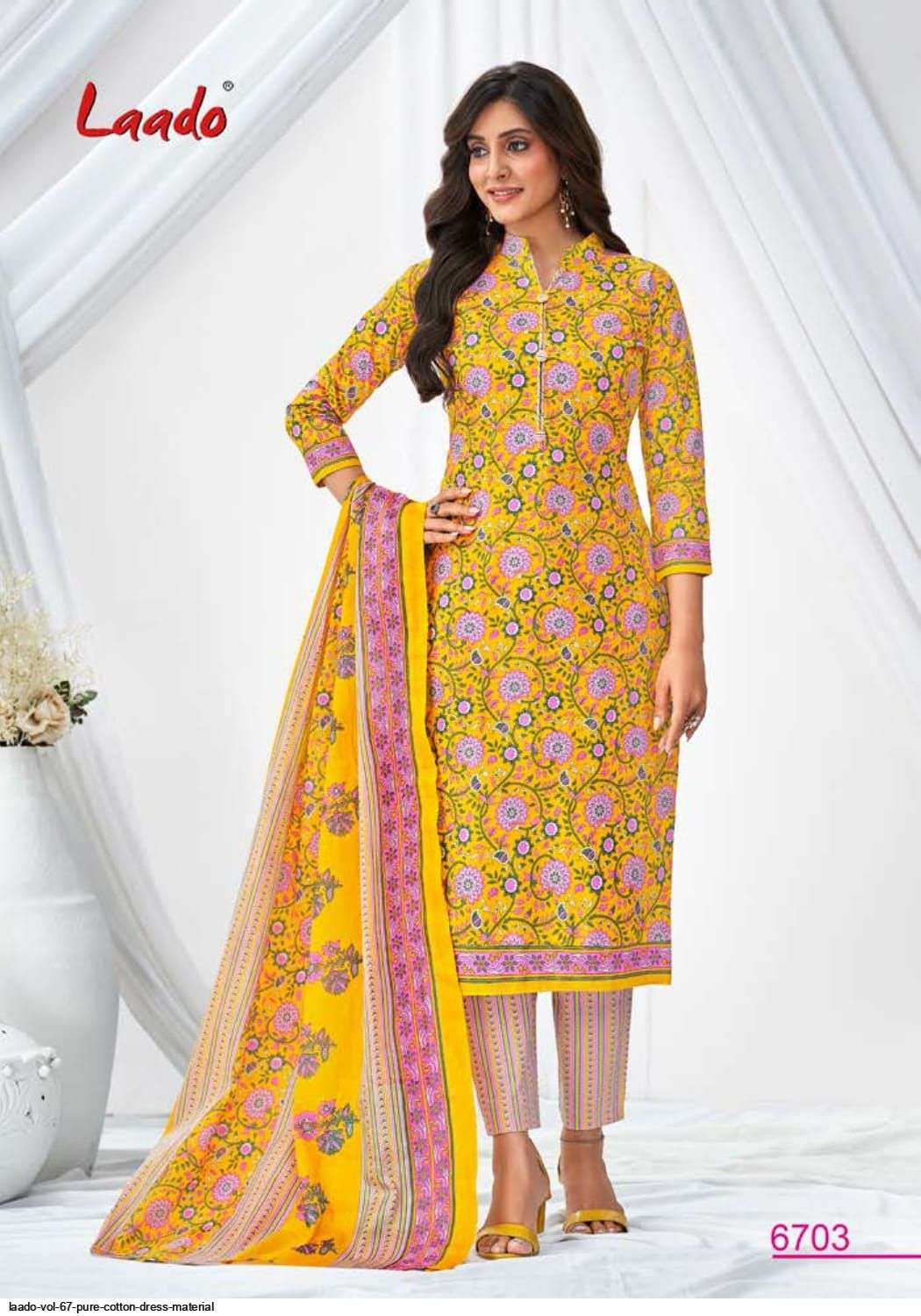 Laado Vol-67 By Laado 6701 To 6720 Series Beautiful Suits Colorful Stylish Fancy Casual Wear & Ethnic Wear Pure Cotton Dresses At Wholesale Price