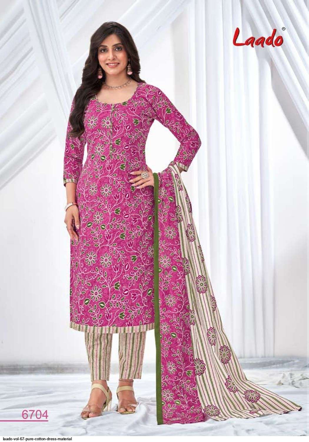 Laado Vol-67 By Laado 6701 To 6720 Series Beautiful Suits Colorful Stylish Fancy Casual Wear & Ethnic Wear Pure Cotton Dresses At Wholesale Price