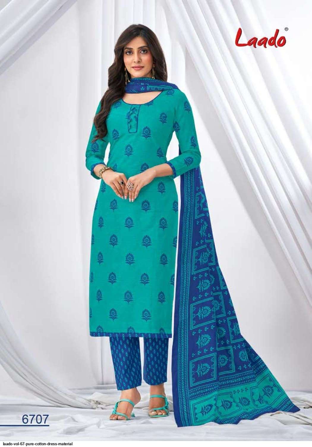 Laado Vol-67 By Laado 6701 To 6720 Series Beautiful Suits Colorful Stylish Fancy Casual Wear & Ethnic Wear Pure Cotton Dresses At Wholesale Price