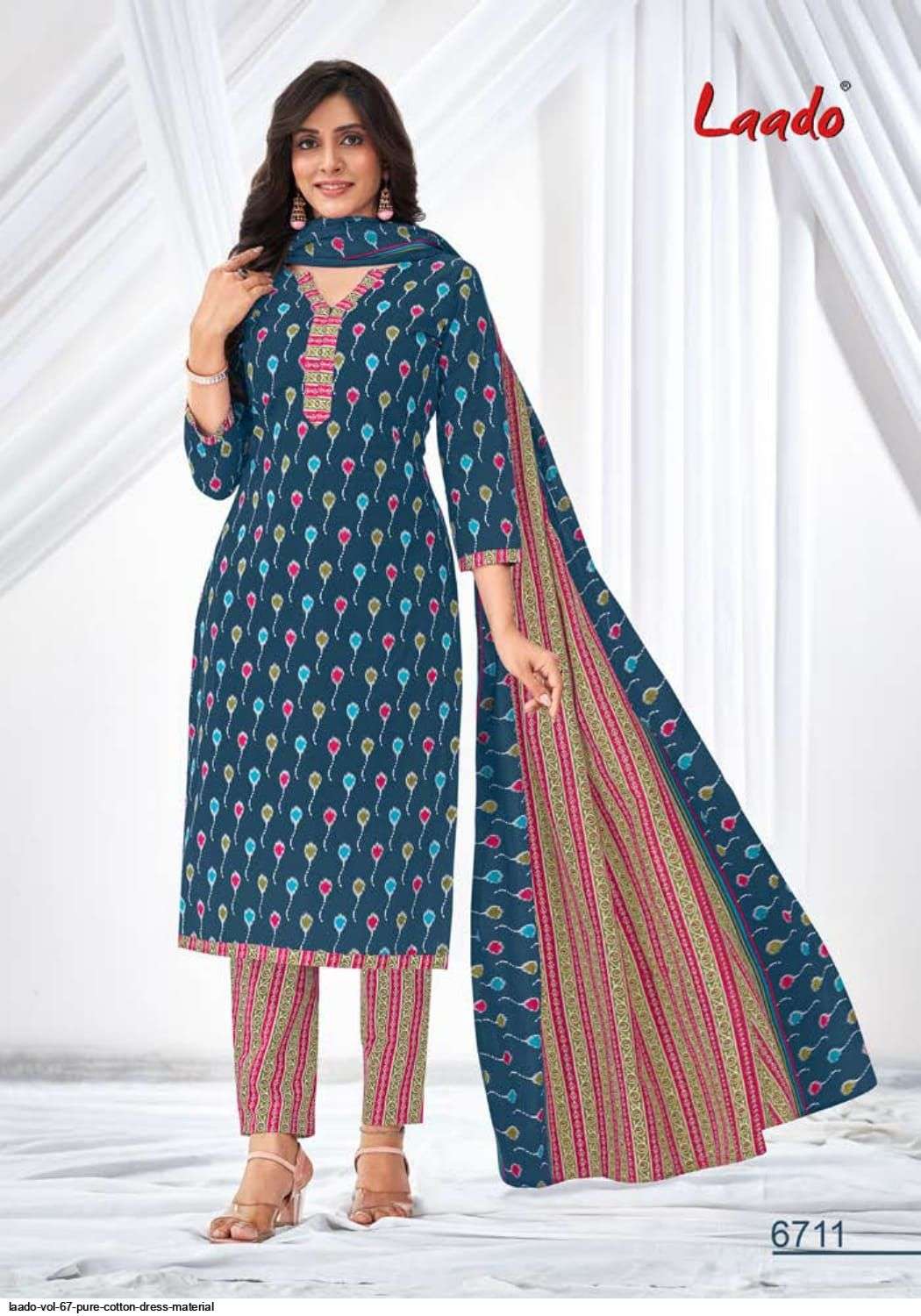 Laado Vol-67 By Laado 6701 To 6720 Series Beautiful Suits Colorful Stylish Fancy Casual Wear & Ethnic Wear Pure Cotton Dresses At Wholesale Price