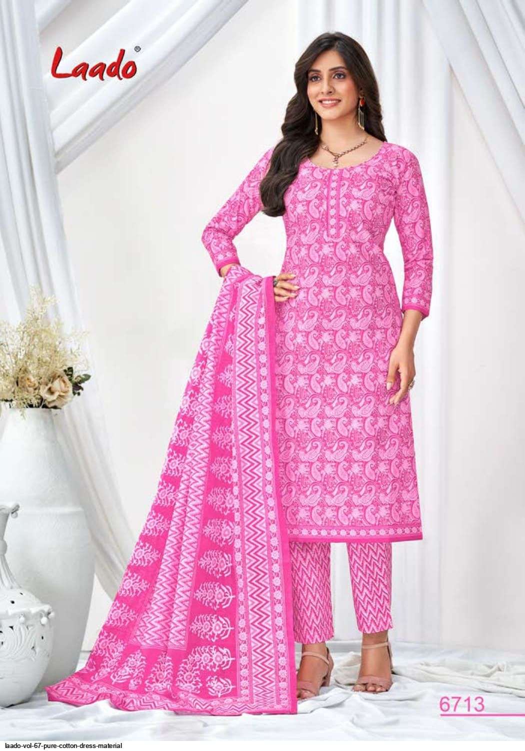 Laado Vol-67 By Laado 6701 To 6720 Series Beautiful Suits Colorful Stylish Fancy Casual Wear & Ethnic Wear Pure Cotton Dresses At Wholesale Price